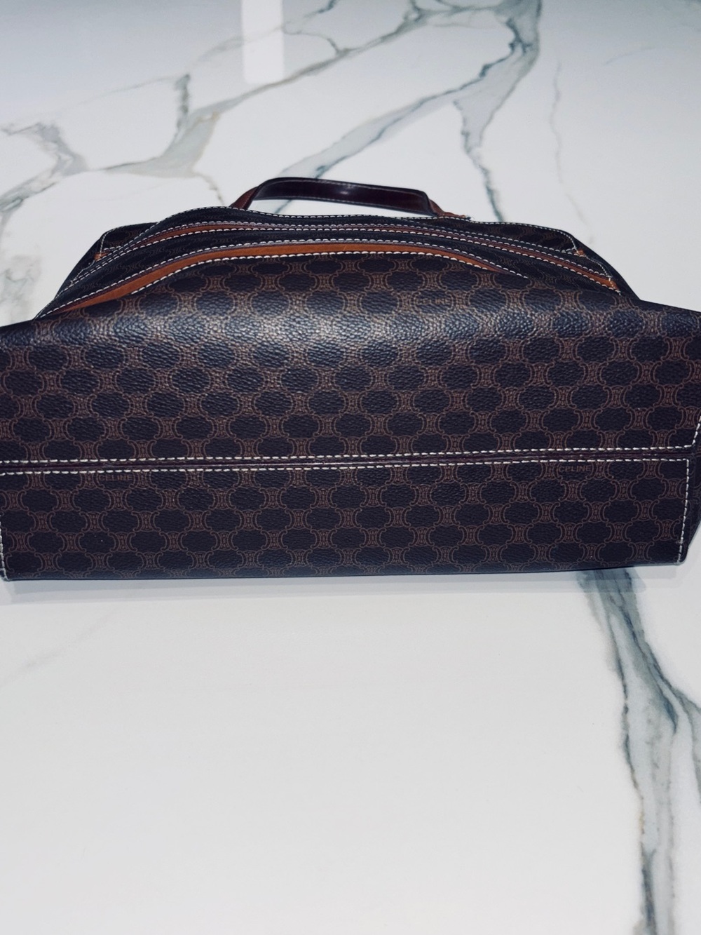 Vintage Celine Macadam Boston Top Handle Bag brown canvas (pvc) leather Italy - Picture 13 of 15
